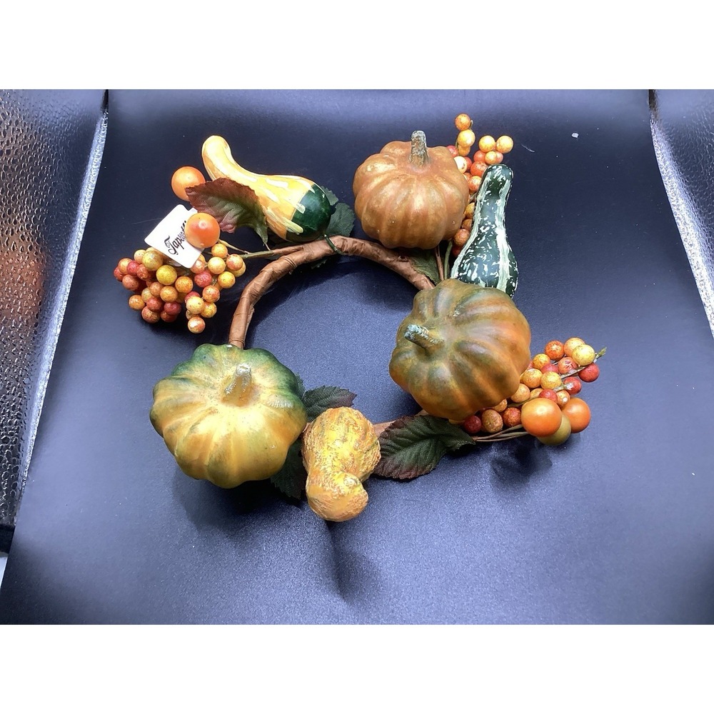 VTG‎ Pumpkin & Gourd Candle Ring Wreath 4" Ring-Fall/Thanksgiving Decor - Picture 2 of 3
